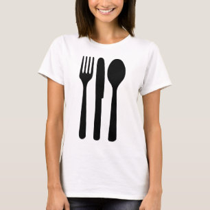 Camiseta ícone da colher da faca da forquilha