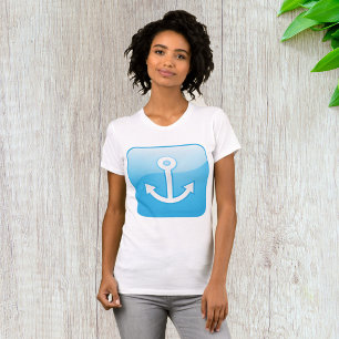 Camiseta Ícone de Âncora Azul Náutico Moderno Marítimo