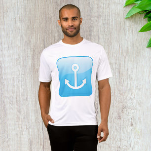 Camiseta Ícone de Âncora Azul Náutico Moderno Marítimo