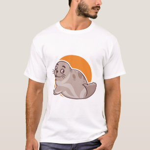 Camiseta Ícone de animal de foca adorável esboço de desenho