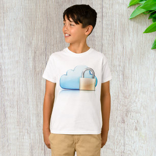 Camiseta Ícone de Armazenamento em Nuvem Seguro com Cadeado