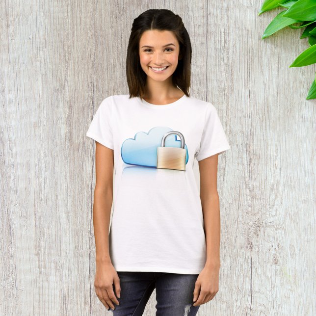 Camiseta Ícone de Armazenamento em Nuvem Seguro com Cadeado (Criador carregado)