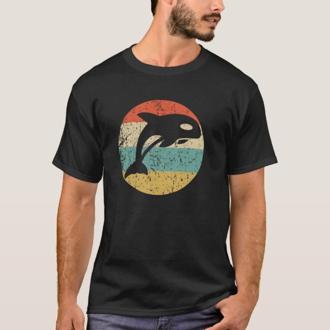 Camiseta Ícone de Baleia Retro Orca Assassina (Frente)