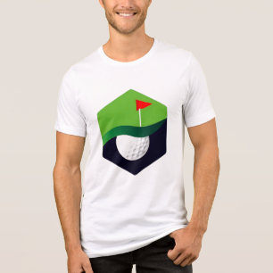 Camiseta Ícone de Bola de Golfe Estilizado com Fundo Verde