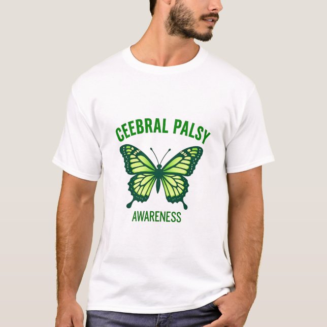 Camiseta Ícone de borboleta verde para a consciência parale (Frente)