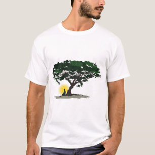 Camiseta ícone de Buda meditando silhueta elegante plana
