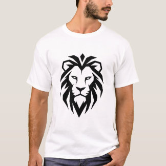 Camiseta Ícone de Cabeça de Leão Minimalista Moderno