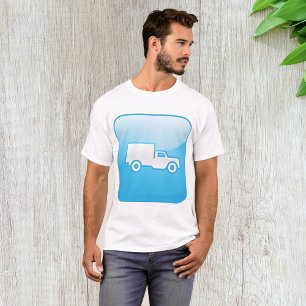 Camiseta Ícone de Caminhão de Entrega Azul Logística Envio