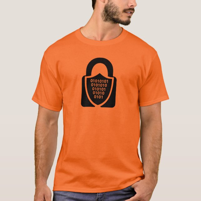 Camiseta Ícone de Cifra de Ciber Segurança Circular Azul (Frente)