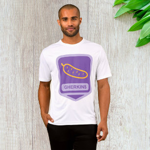Camiseta Ícone de Pepino Gherkin Divertido Roxo e Amarelo