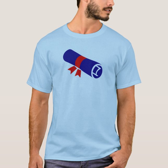 Camiseta Ícone de Pergaminho de Formatura Azul Marinho com  (Frente)