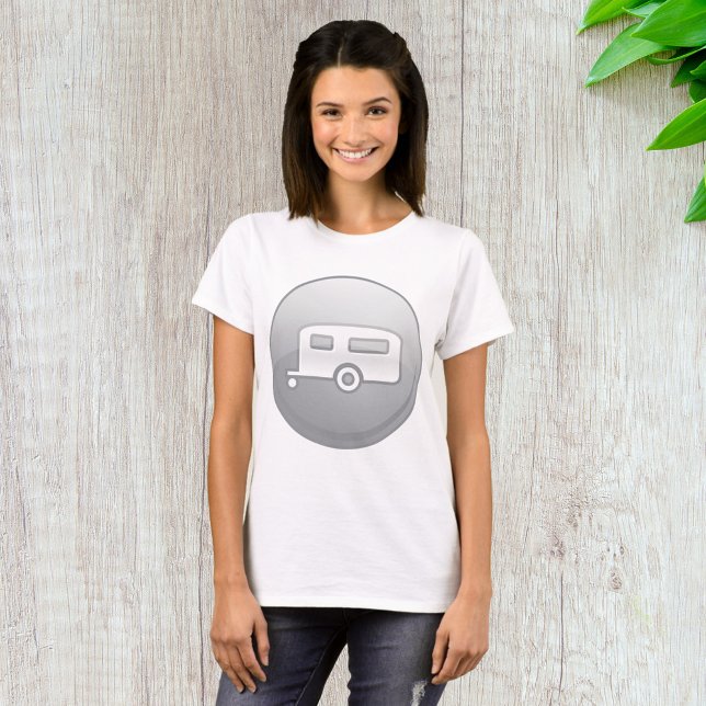 Camiseta Ícone de Reboque de Camping Prateado RV Minimalist (Criador carregado)