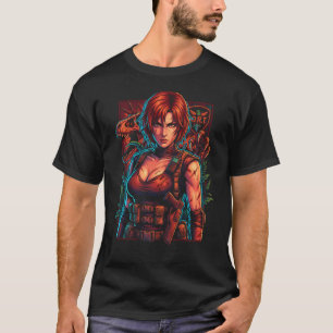 Camiseta Ícone de Regina de Traje Tático de Cabelo Vermelho