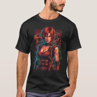 Camiseta Ícone de Regina de Traje Tático de Cabelo Vermelho