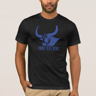 Camiseta ícone de silhueta de cabeça de touro azul