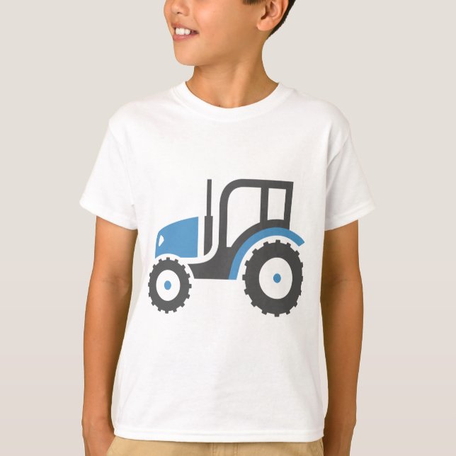 Camiseta Ícone de Trator Agrícola Azul e Cinza (Frente)