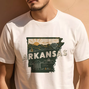 Camiseta Ícone de Viagem Retro Arkansas Gráfico