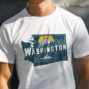 Camiseta Ícone de Viagem Retro de Washington Gráfico
