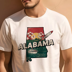 Camiseta Ícone de Viagem Retro do Alabama Gráfico