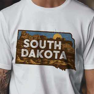 Camiseta Ícone de Viagem Retro Gráfico de Dakota do Sul