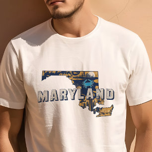 Camiseta Ícone de Viagem Retro Gráfico de Maryland