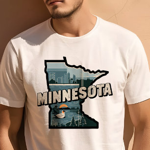Camiseta Ícone de Viagem Retro Gráfico de Minnesota Icônico