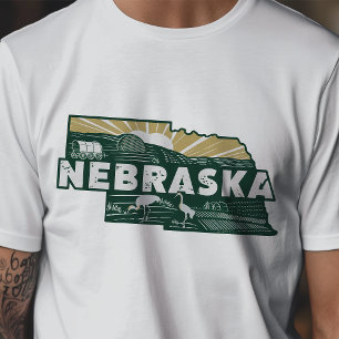 Camiseta Ícone de Viagem Retro Gráfico de Nebraska Icônico