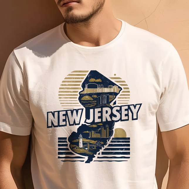 Camiseta Ícone de Viagem Retro Gráfico de Nova Jersey (Criador carregado)