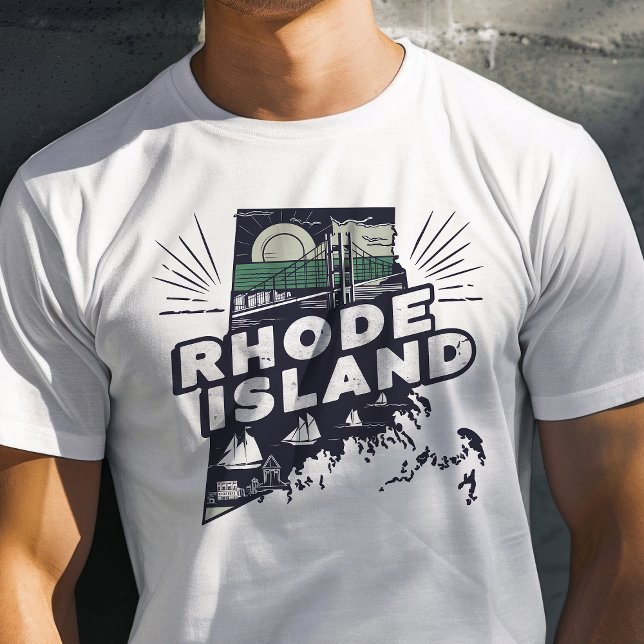 Camiseta Ícone de Viagem Retro Gráfico de Rhode Island (Criador carregado)