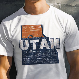 Camiseta Ícone de Viagem Retro Gráfico de Utah