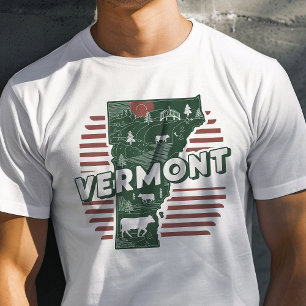 Camiseta Ícone de Viagem Retro Gráfico de Vermont