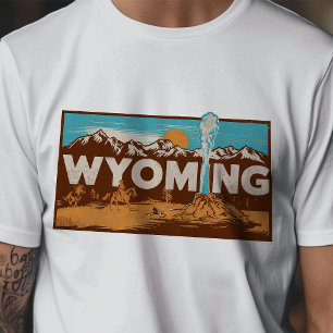 Camiseta Ícone de Viagem Retro Gráfico de Wyoming