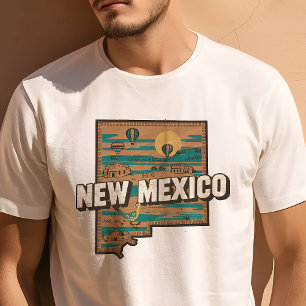 Camiseta Ícone de Viagem Retro Gráfico do Novo México