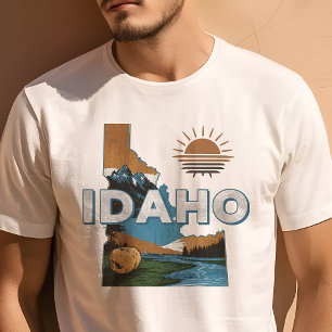 Camiseta Ícone de Viagem Retro Idaho Gráfico