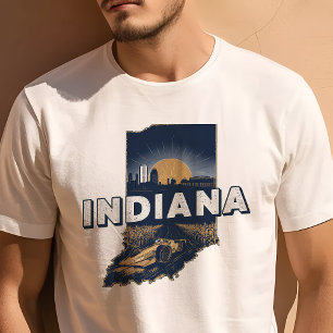 Camiseta Ícone de Viagem Retro Indiana Gráfico
