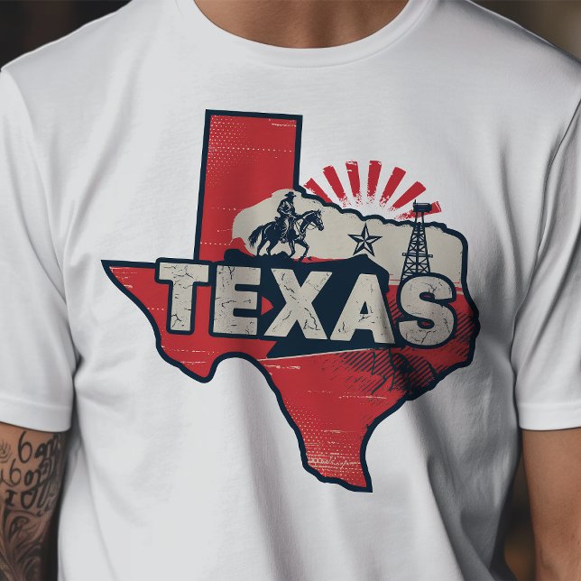 Camiseta Ícone de Viagem Retro Texas Gráfico (Criador carregado)