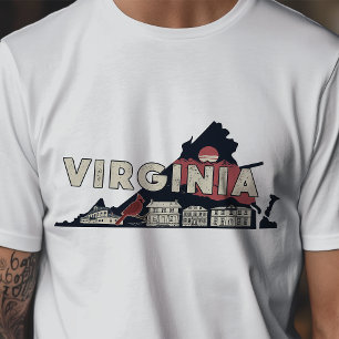 Camiseta Ícone de Viagem Retro Virgínia Gráfico