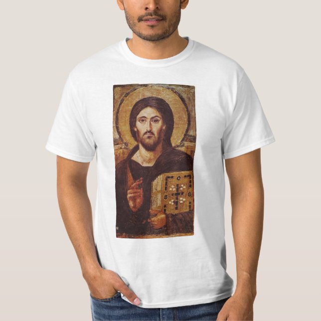 Camiseta Ícone do cristão de Pantocrator do Jesus Cristo (Frente)