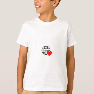 Camiseta Ícone do Globo de Amor Mundial   Coração Terra Des