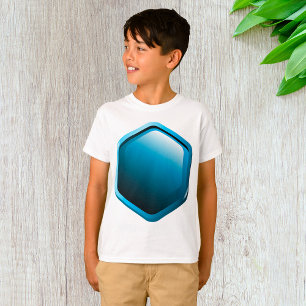 Camiseta Ícone Hexágono Azul Brilhante Geométrico Moderno