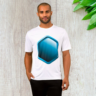 Camiseta Ícone Hexágono Azul Brilhante Geométrico Moderno