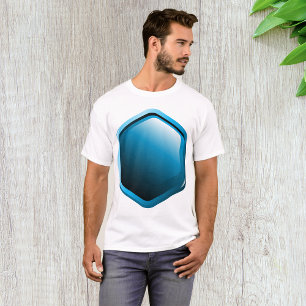 Camiseta Ícone Hexágono Azul Brilhante Geométrico Moderno