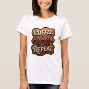 Camiseta Ícone Laranja CAFÉ TRABALHO VINHO REPITA Impressão
