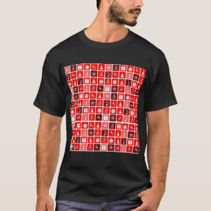 Camiseta Ícone Natal Red Squares Art Clássico de Férias