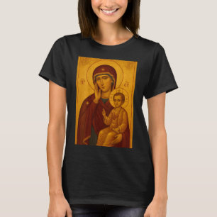 Camiseta Ícone Ortodoxo da Teótoco e do Menino Jesus Cristo