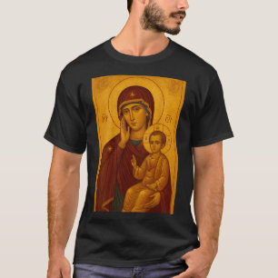 Camiseta Ícone Ortodoxo da Theotokos e do Menino Jesus Cris