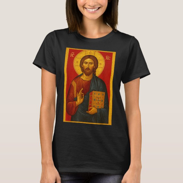 Camiseta Ícone Ortodoxo de Jesus Cristo Pantocrator (Frente)