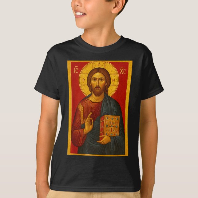 Camiseta Ícone Ortodoxo de Jesus Cristo Pantocrator (Frente)