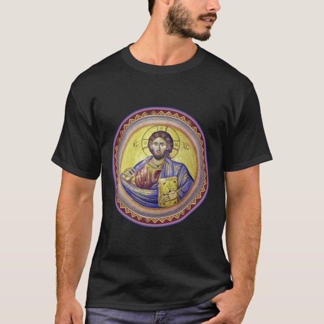 Camiseta Ícone Ortodoxo do Pantocrator cristo (Frente)