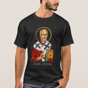 Camiseta ícone ortodoxo sérvio de carta de São Nicolau